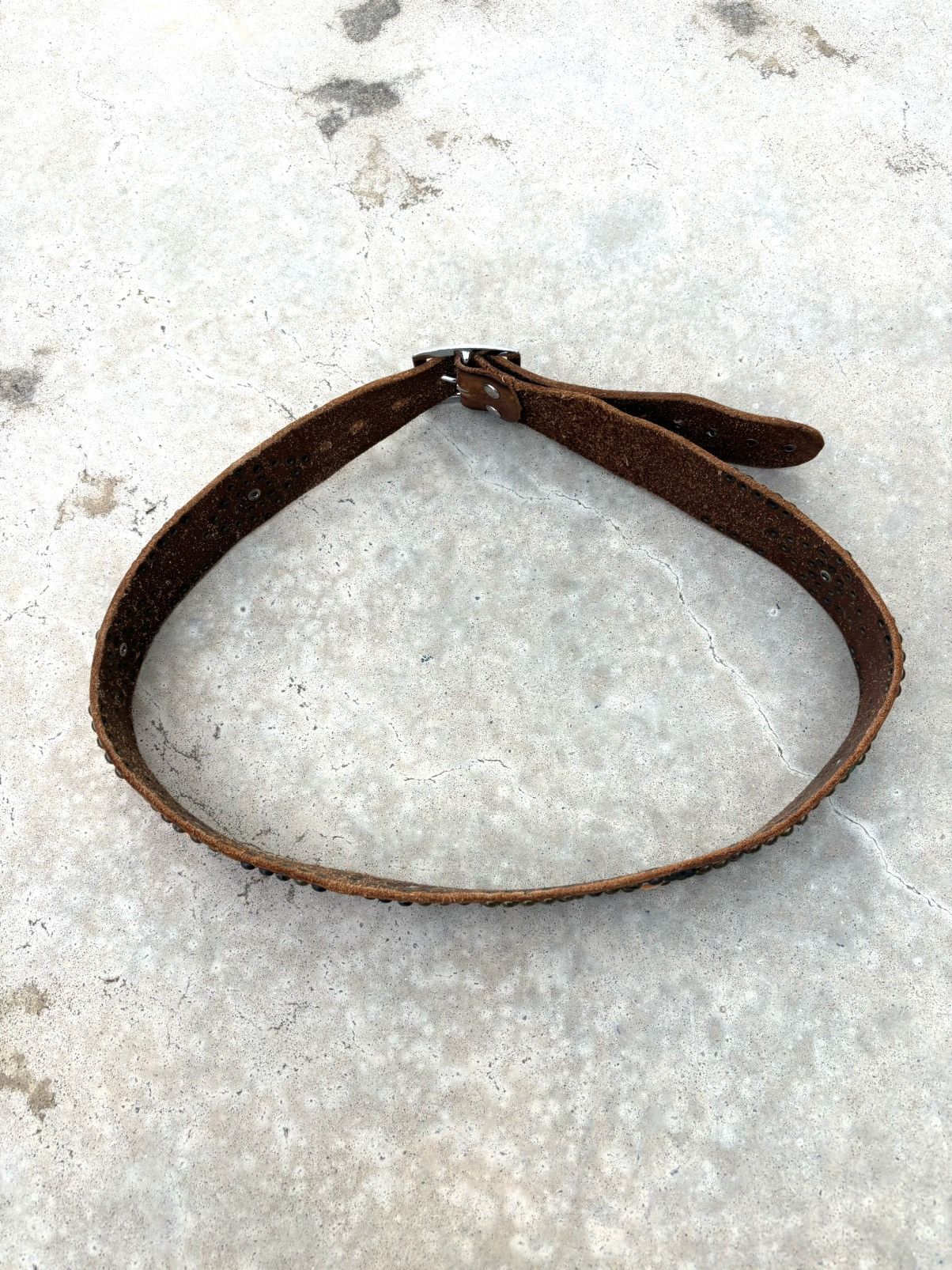 Japanese Brand Leather Design Studded Belt Rare size 35-40 Size ONE SIZE - 3 Thumbnail