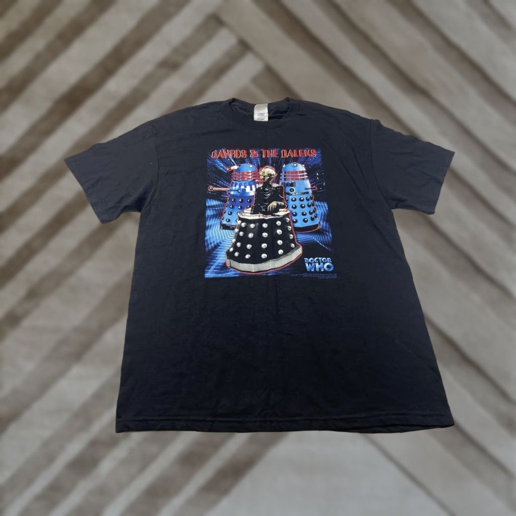 Vintage VINTAGE Doctor Who Davros & The Daleks Shirt L Black T-Shirt Short Sleeve Crew Neck Logo Graphic Print 90s Movie Promo Aliens Mens Size US L / EU 52-54 / 3 - 1 Thumbnail