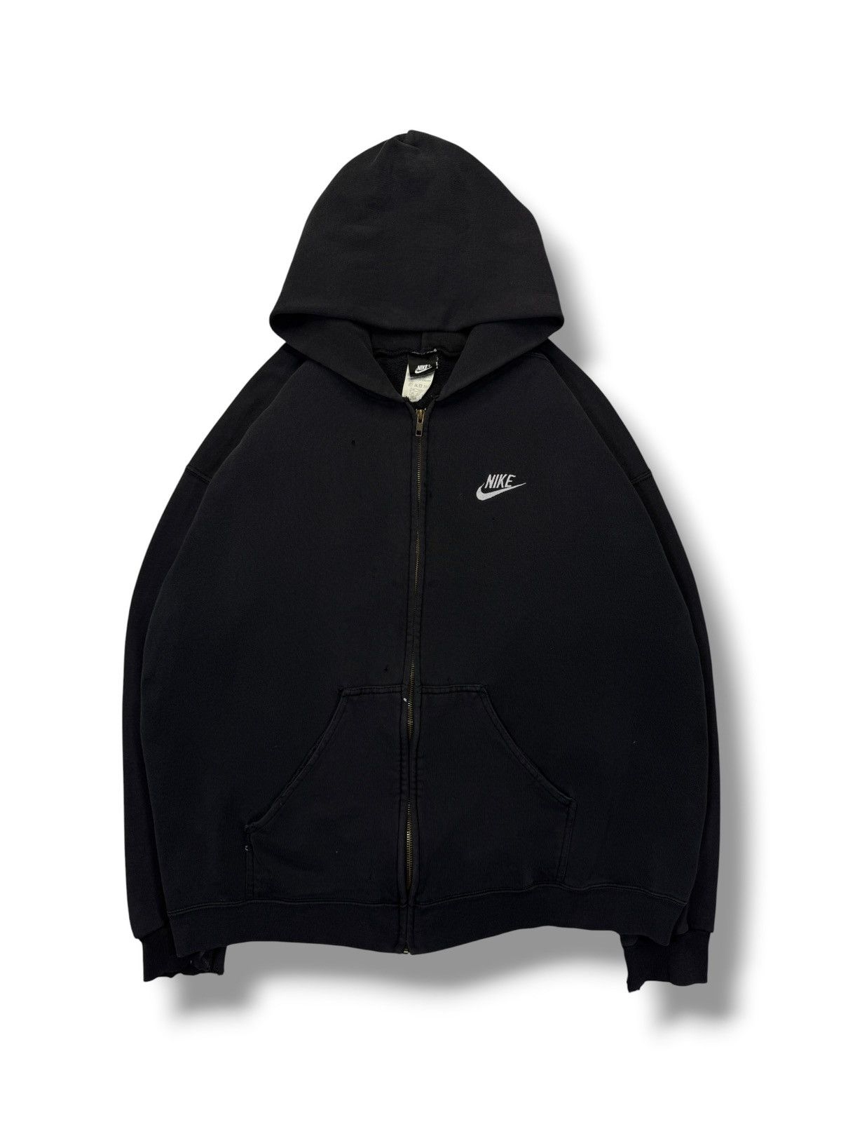 Nike Vintage 90’s Faded Black Nike Zip Up Hoodie Size US XL / EU 56 / 4 - 1 Thumbnail
