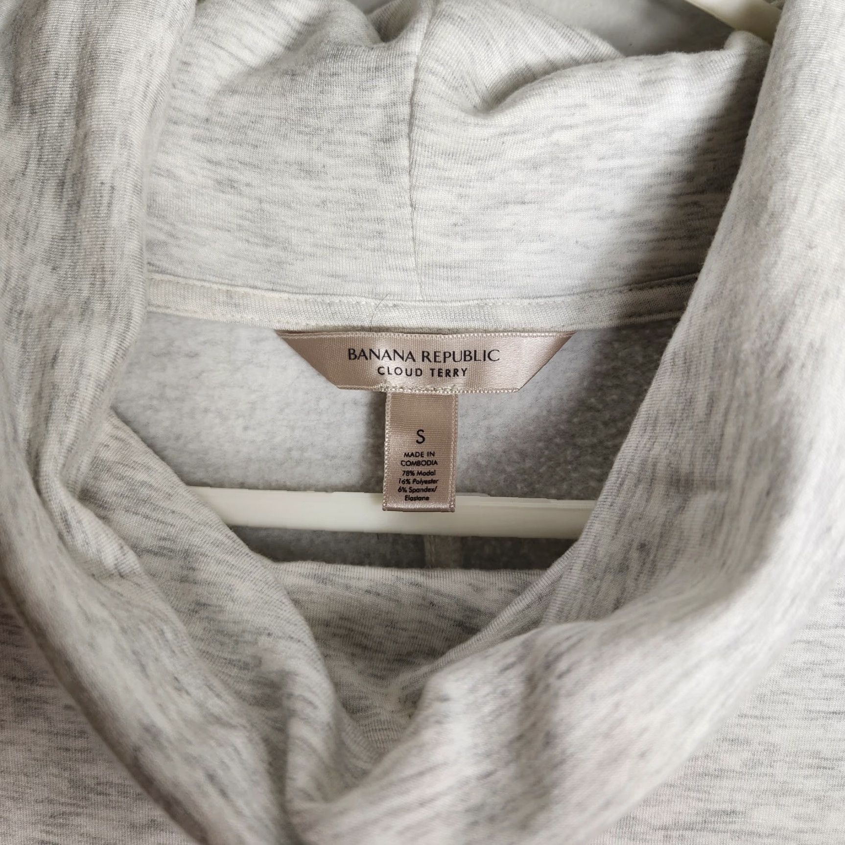 Banana Republic VINTAGE Banana Republic Womens Light Gray Cloud Terry Cropped Funnel NeckTop-Size S Size S / US 4 / IT 40 - 3 Thumbnail
