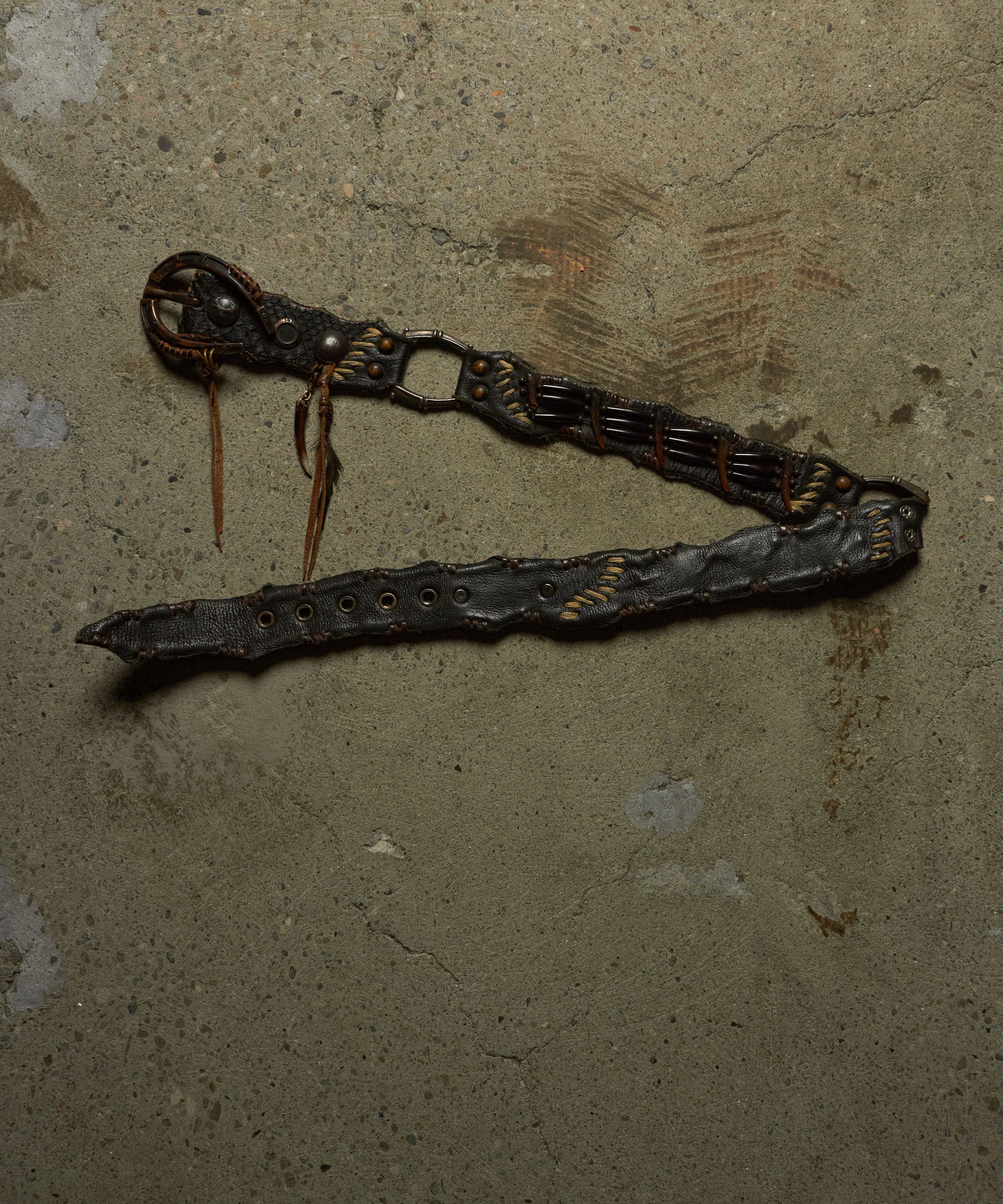 14th Addiction PYTHON LEATHER HORSESHOE BULLET HOLE BELT Size ONE SIZE - 1 Thumbnail