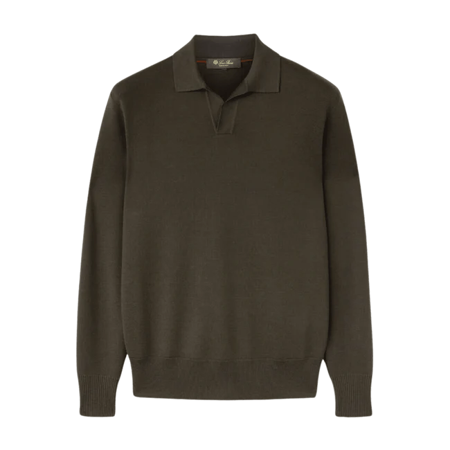 Loro Piana o1w1db10126 FAL5279 Buttonless Polo Shirt in Pine Grove Size US XL / EU 56 / 4 - 1 Thumbnail