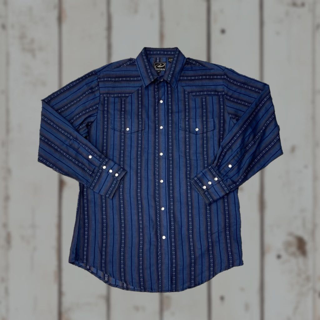 Roper VINTAGE Roper Pearl Snap Shirt Mens M/L Blue Western Long Sleeve Button-Up Crew? (Wait) Size US M / EU 48-50 / 2 - 1 Thumbnail