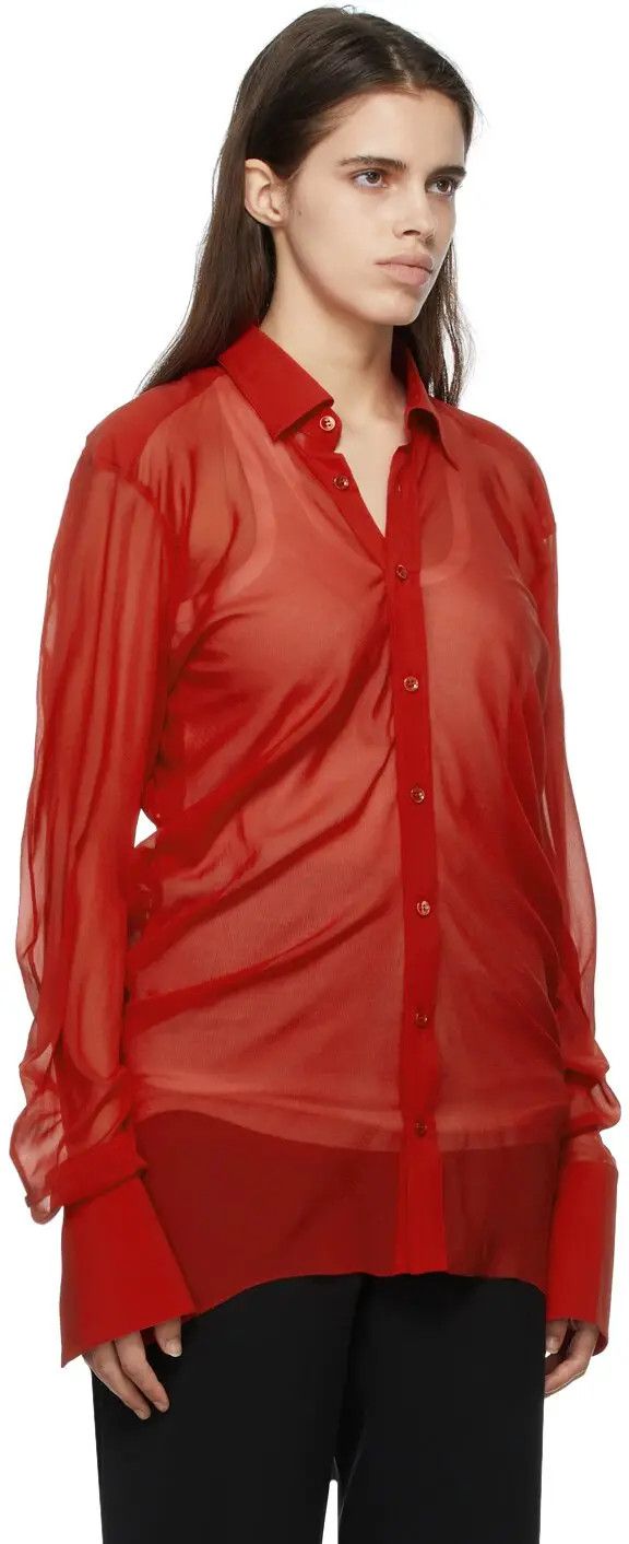 Maison Margiela o1y0625 Solid Color Shirt in Red Size S / US 4 / IT 40 - 2 Thumbnail