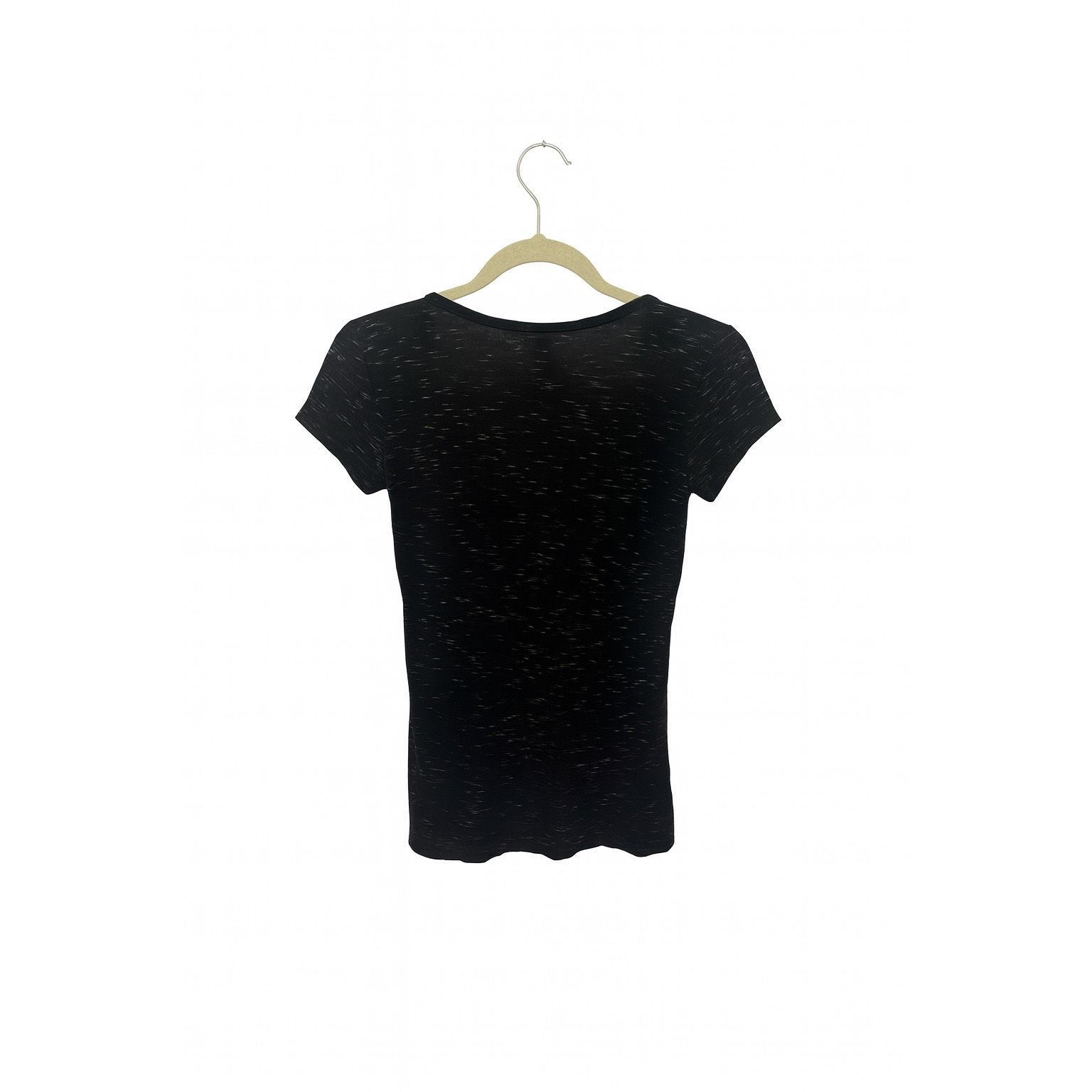 Other Women’s Black V-Neck Short Sleeve Speckled Top | Size S Rayo Size S / US 4 / IT 40 - 4 Thumbnail