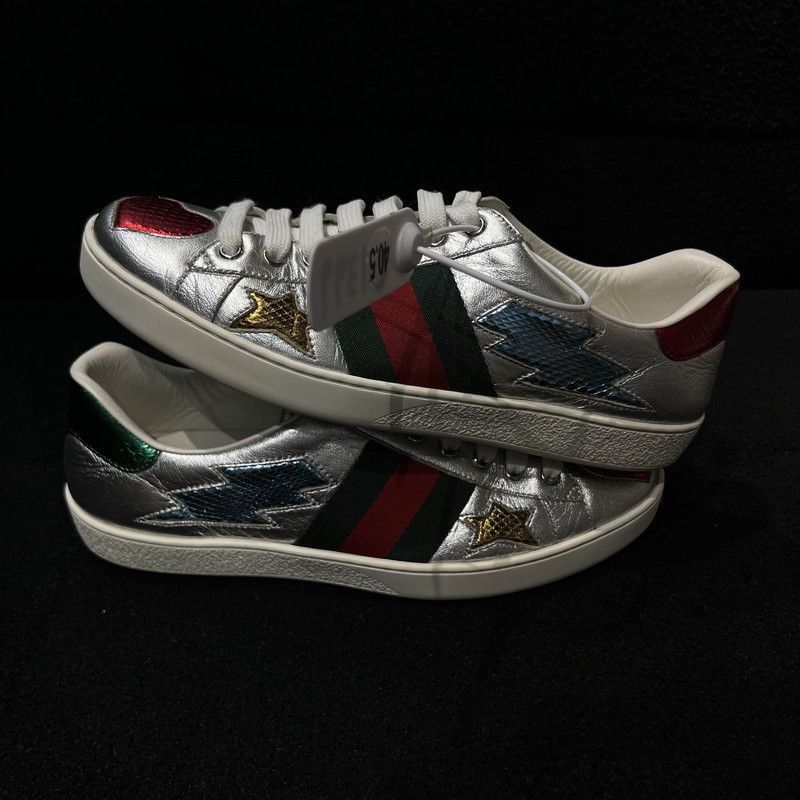 Gucci Gucci Silver Casual Sneakers with Heart Design - Size US 8.5 / EU 41-42 - 6 Thumbnail