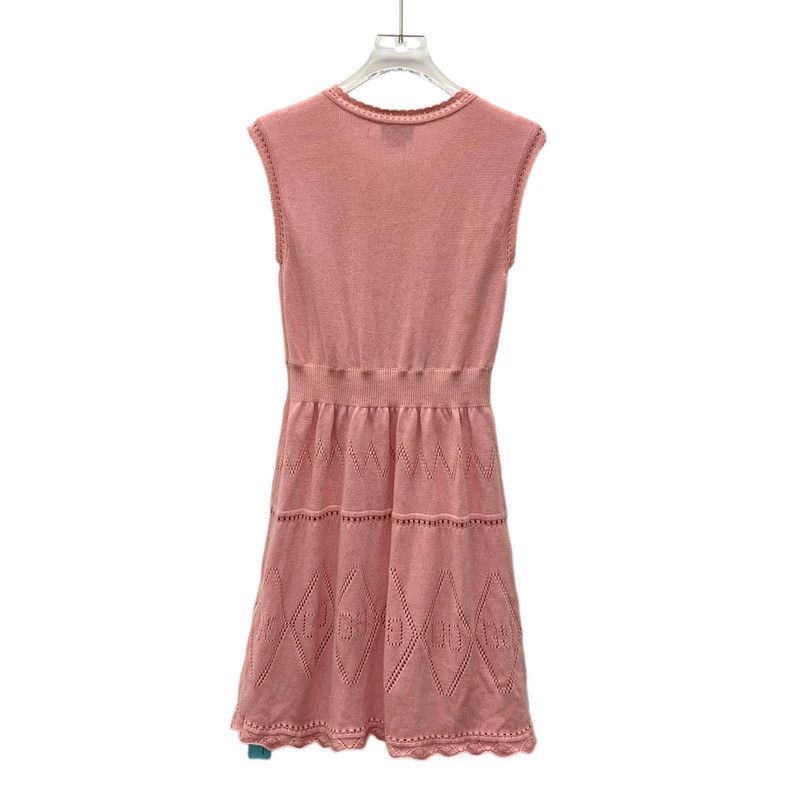 Gucci Gucci Pink cotton V-neck sleeveless hollow knitted dress Size L / US 10 / IT 46 - 2 Thumbnail