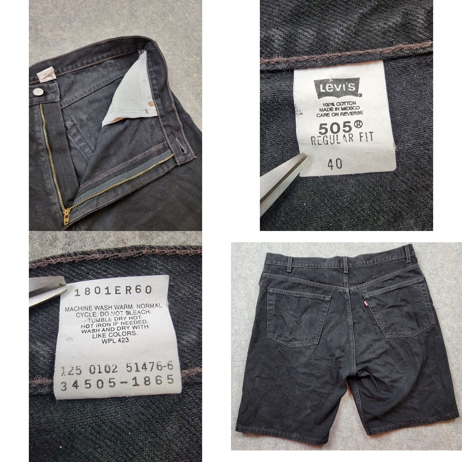 Levi's Vintage Levi's 505 Shorts Mens 40 Black Regular Bermuda 9'' Inseam 5-Pocket Design USA 90s Retro Denim Cotton Shorts Mens Black Size US 40 / EU 56 - 8 Thumbnail