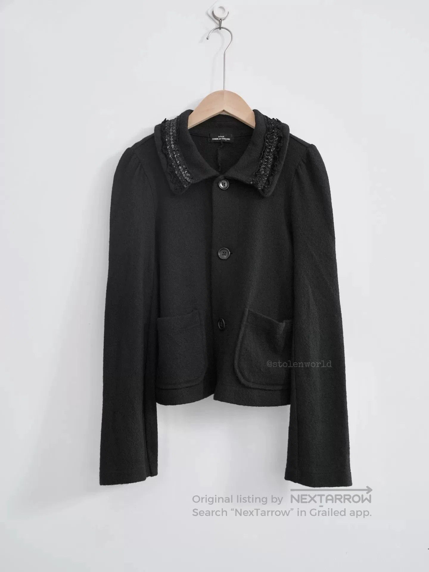 Comme des Garcons Girl Black Wool Jacket with Sequin Detail. Size M / US 6-8 / IT 42-44 - 1 Thumbnail