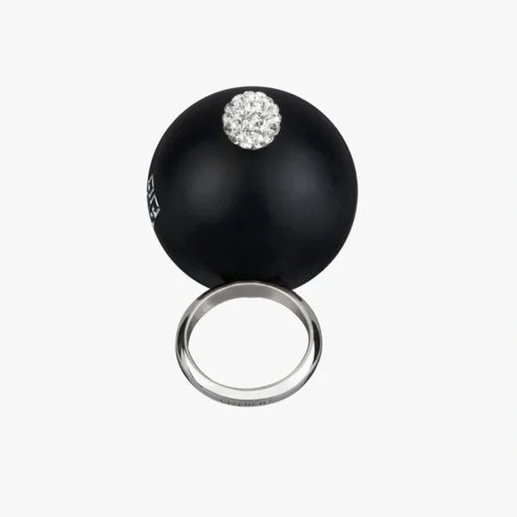 Givenchy Givenchy 4G PEARL RING WITH CRYSTALS - BLACK - NEW WITH TAGS Size ONE SIZE - 5 Thumbnail