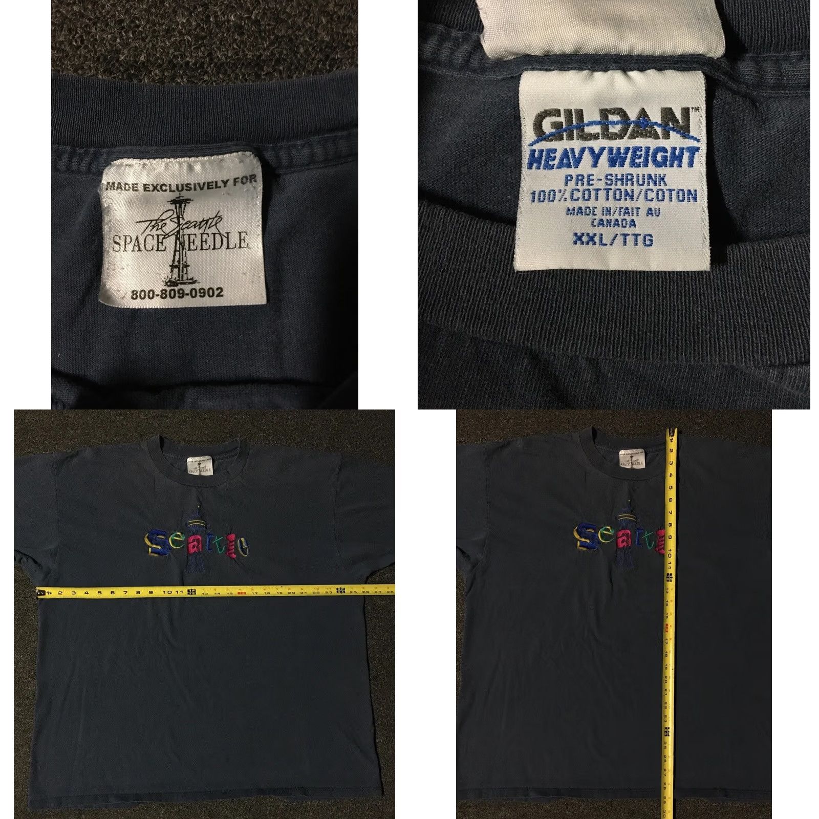 Needles VINTAGE 90s Seattle Space Needle Shirt XXL Grunge Abstract Skate Surf Spellout Blue Mens Size US XXL / EU 58 / 5 - 8 Thumbnail