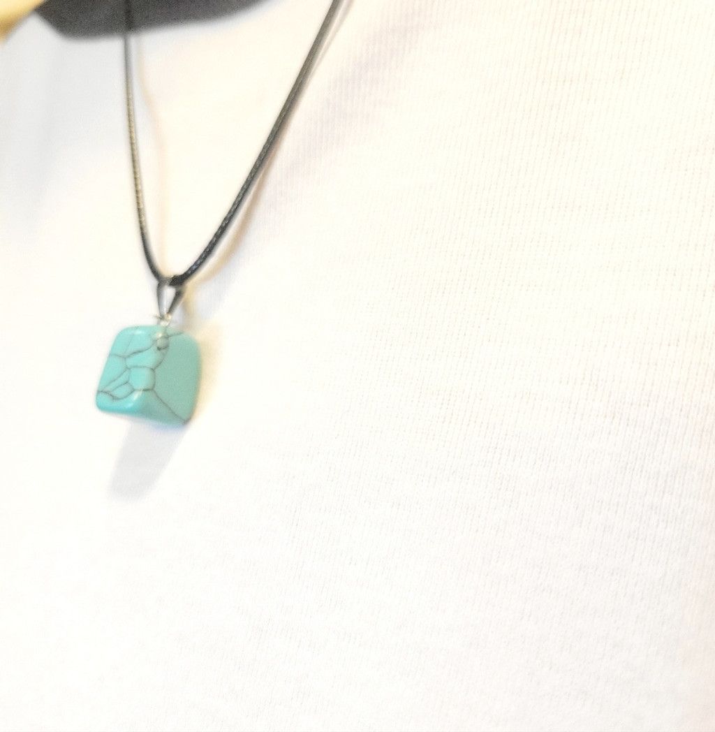 Handmade Natural Amazonite Crystal Cube Pendant Necklace Size ONE SIZE - 3 Thumbnail