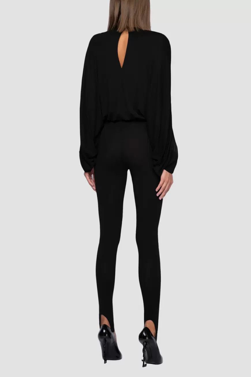 Saint Laurent Paris o1s1wg111024 Sleeved Catsuit Crepe Jersey Jumpsuit Black Size 25" / US 0 / IT 36 - 6 Thumbnail