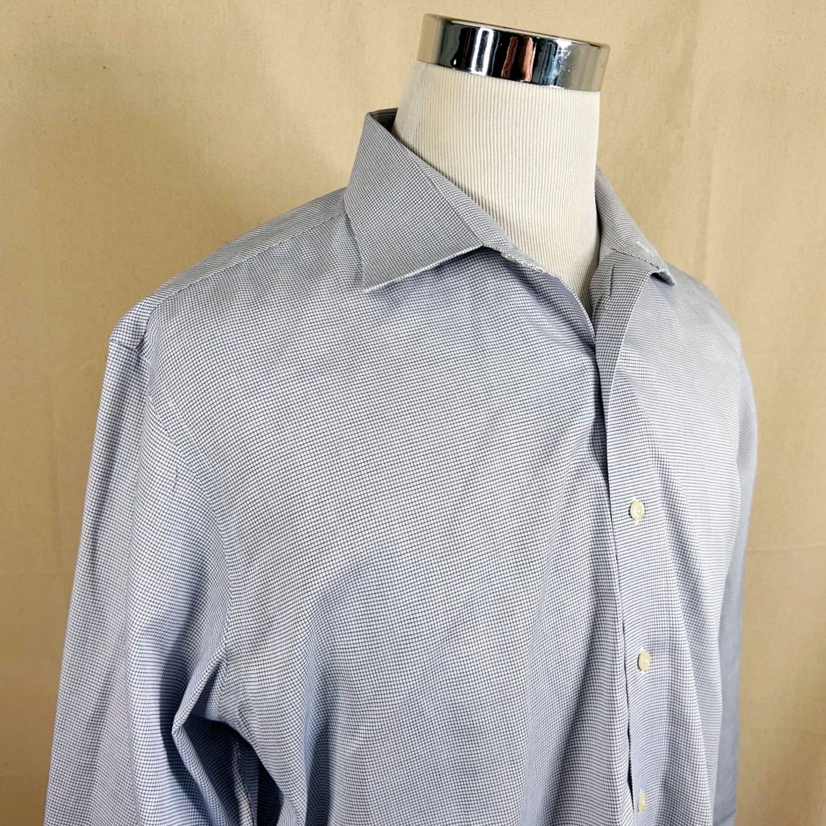 Brooks Brothers Brooks Brothers Regent Dress Shirt Blue Check Non Iron Cotton Mens 17.5 34 Size 48R - 2 Thumbnail