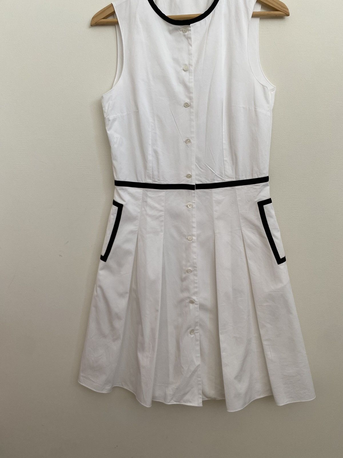 Jil Sander JIL SANDER Navy White Sleeveless A-Line Dress Size XXS / US 00 / IT 34 - 2 Thumbnail
