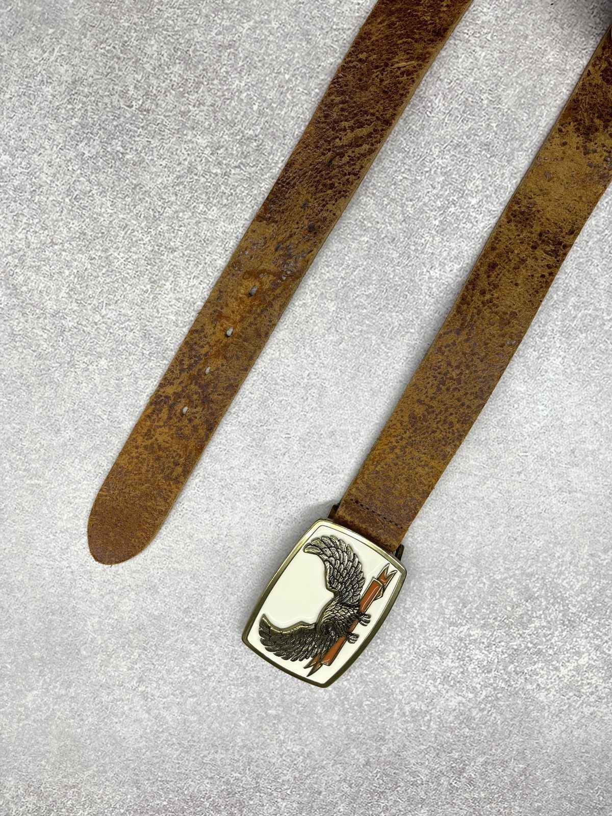 River Island River Island Leather Belt With Buckle Eagle Brown Western Size ONE SIZE - 3 Thumbnail