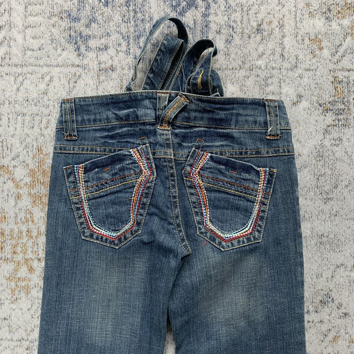Japanese Brand Y2K Japanese Brand Wavelist Blue Wash Suspender Flared Jeans Size US 29 - 6 Thumbnail