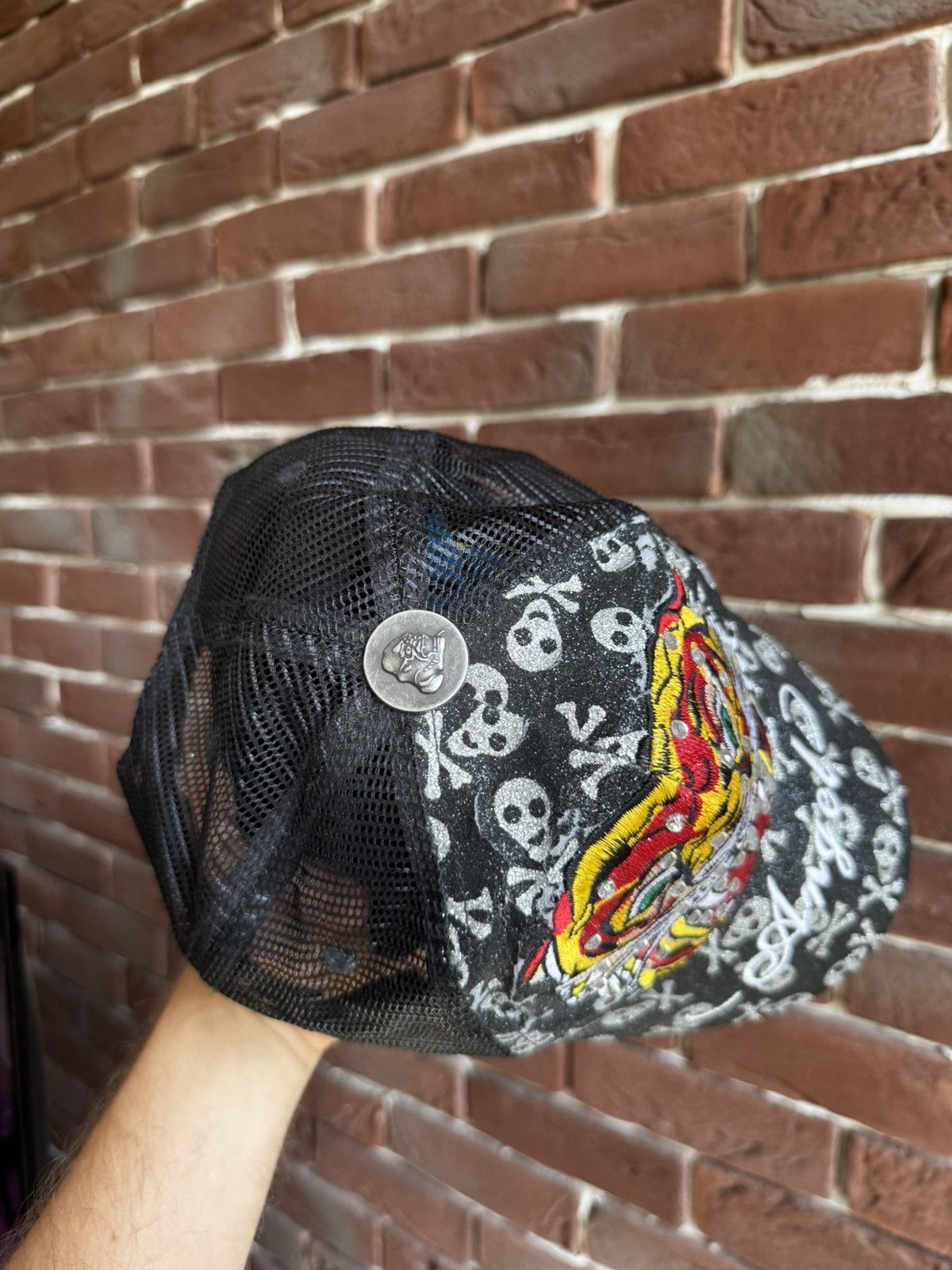 Ed Hardy Rare Vintage Ed Hardy Tiger Skull Hat Cap Y2K Drip Hype Size ONE SIZE - 4 Thumbnail
