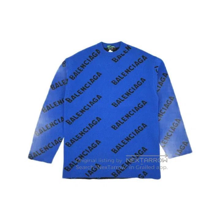 Balenciaga Balenciaga Blue Logo Knit Pullover Sweater. Size US XS / EU 42 / 0 - 2 Thumbnail