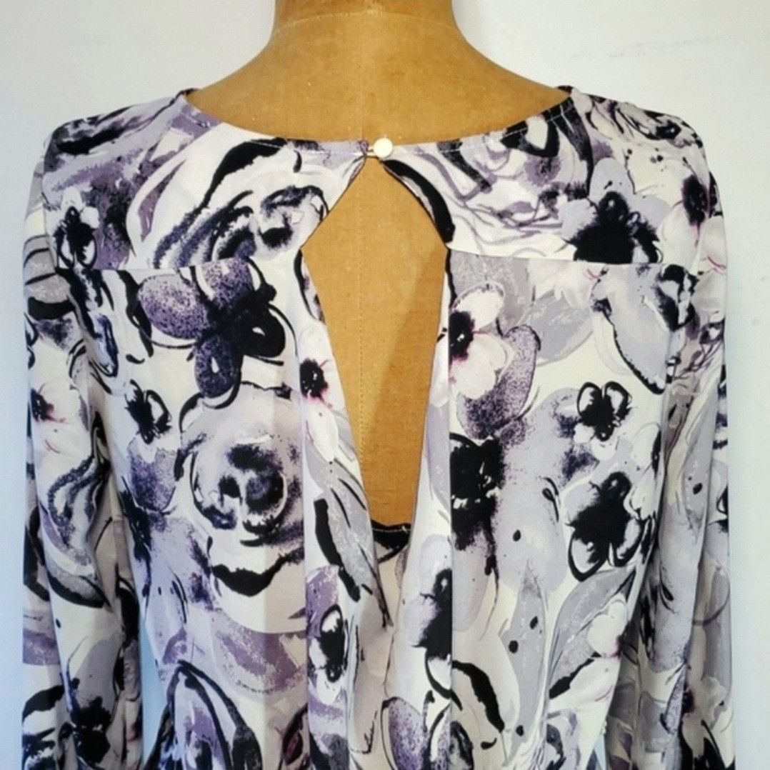 Other Rose & Olive Size L Blouse Grey Purple Floral Chiffon Long Size L / US 10 / IT 46 - 7 Thumbnail