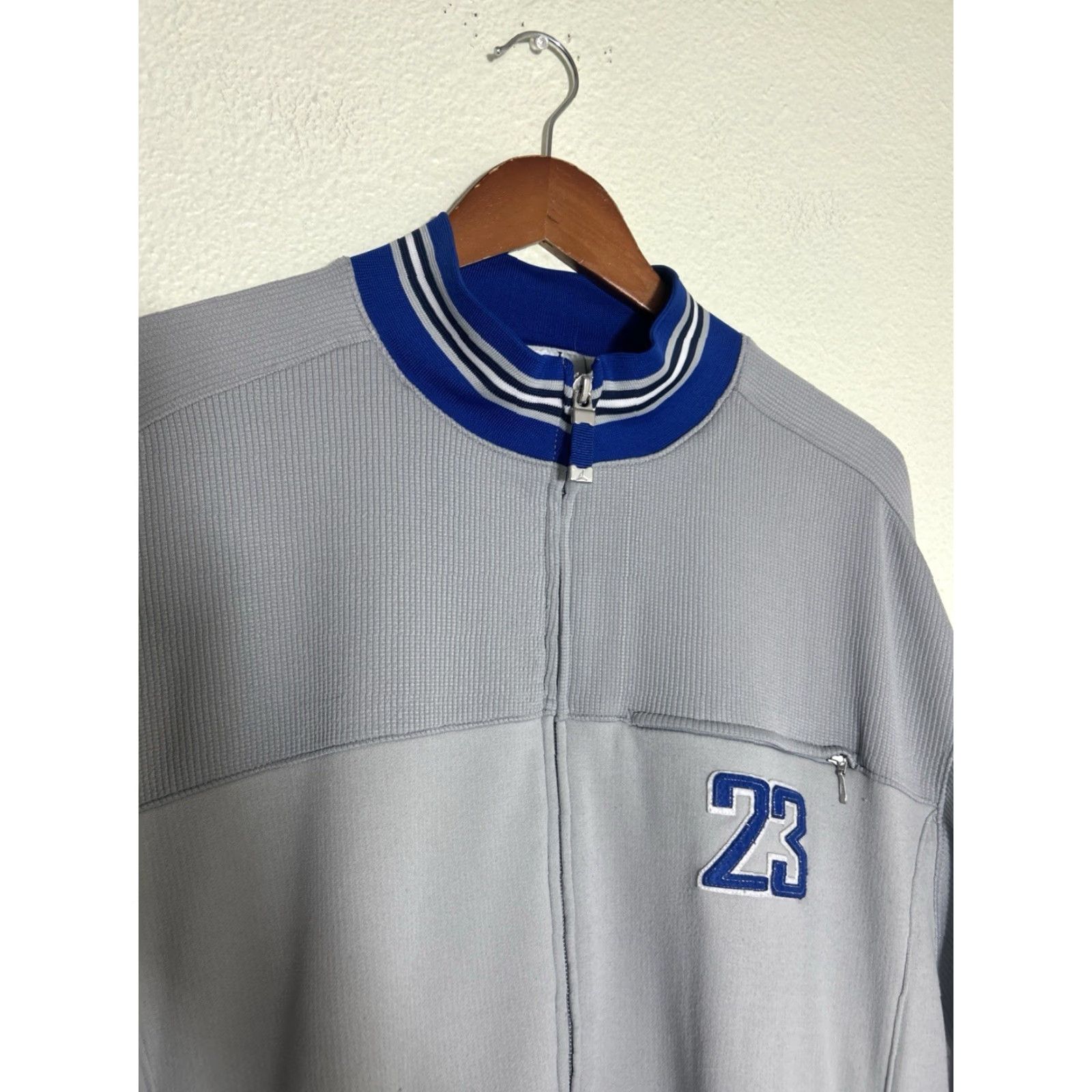Jordan Brand Vtg Air JORDAN Jumpman Dbl Zip Warm Up Jacket Military Blue/Grey #23 UNC XL Size US XL / EU 56 / 4 - 3 Thumbnail