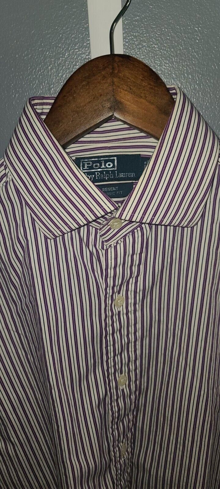 Polo Ralph Lauren Polo Ralph Lauren Men's Large 15.5 32/33 Purple White Regent Size 42R - 4 Thumbnail