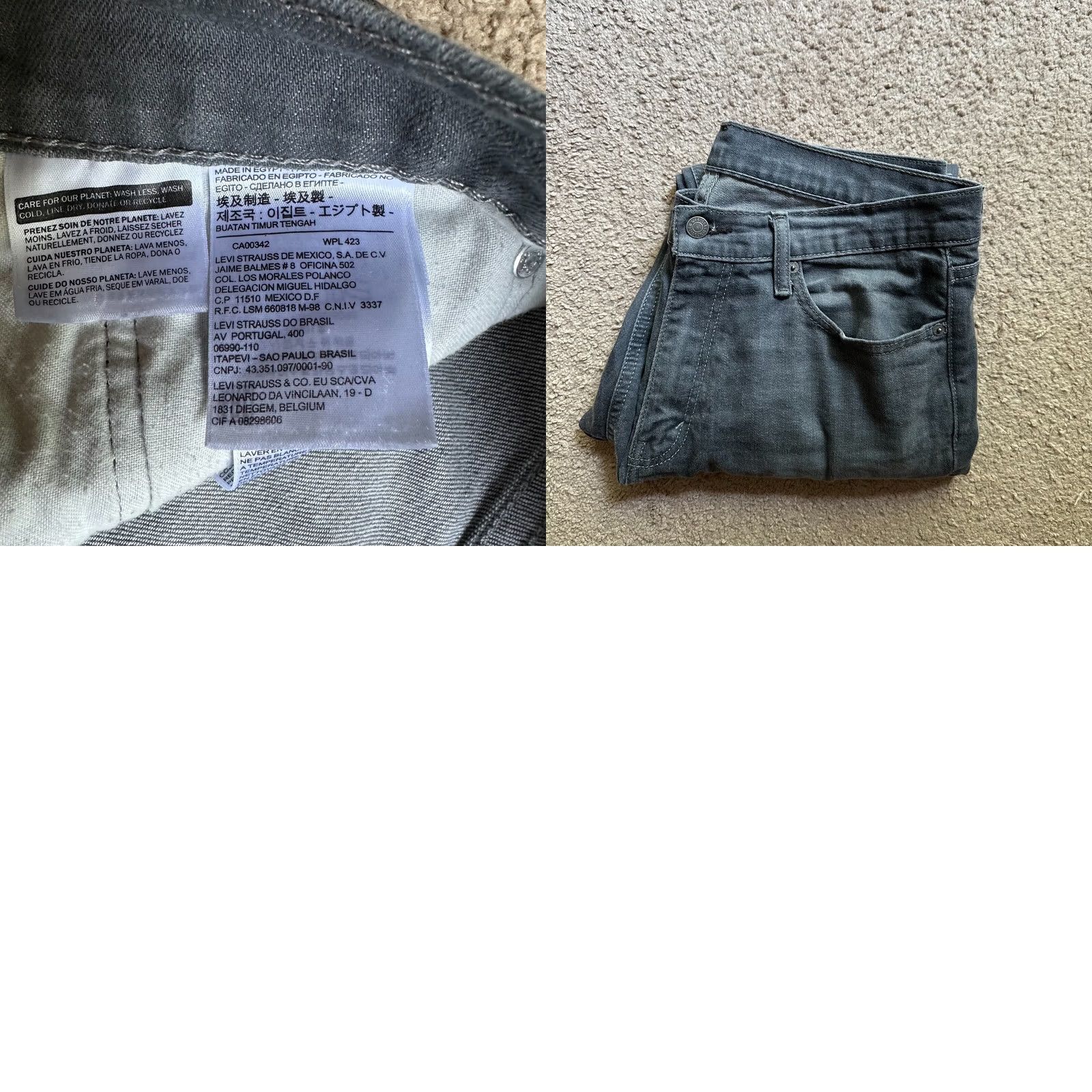 Levi's Levi's Jeans Mens 34x31 Slim Straight Mid Rise Grey Light Wash Denim Size US 34 / EU 50 - 9 Thumbnail