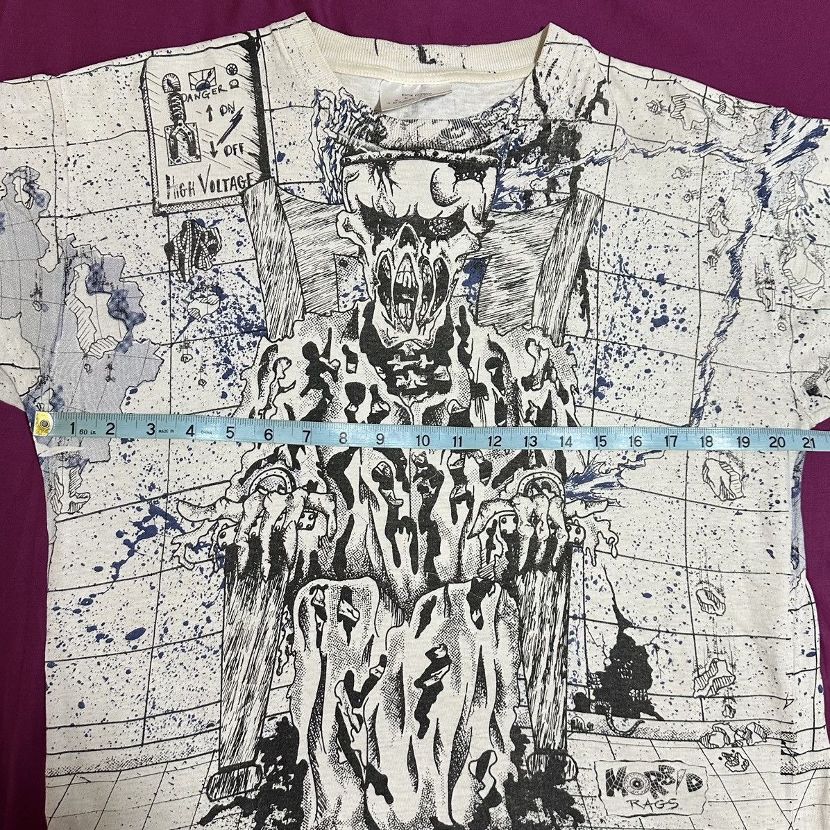 Japanese Brand × Vintage Vintage Morbid Rags T Shirt Skeleton Electric Chair All Over Size US L / EU 52-54 / 3 - 7 Thumbnail