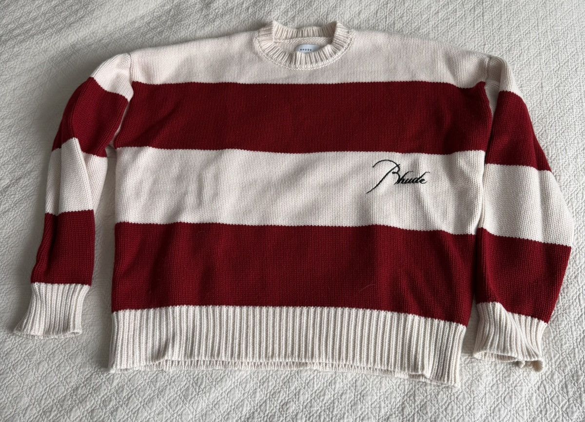 Rhude Rhude Red and Cream Knitted Sweater Size US L / EU 52-54 / 3 - 1 Thumbnail