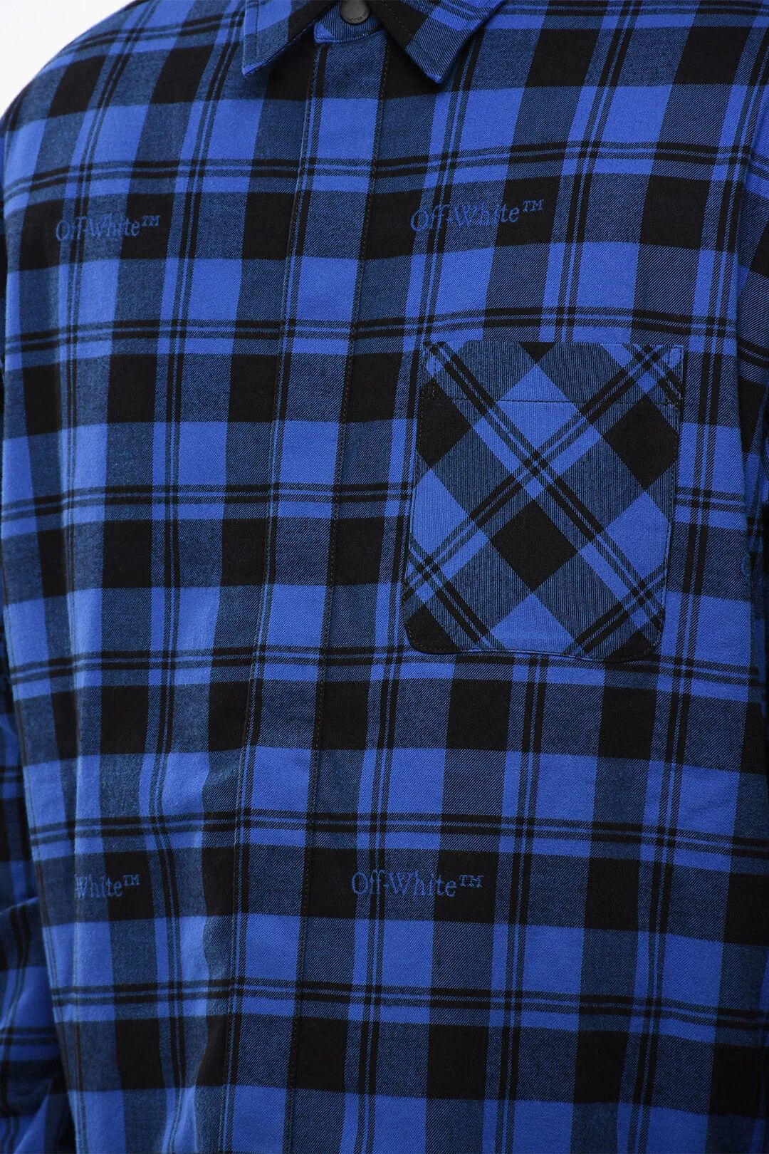 Off-White og1mm0526 Checked Flannel-Lined Overshirt in Blue/Black Size US XL / EU 56 / 4 - 3 Thumbnail