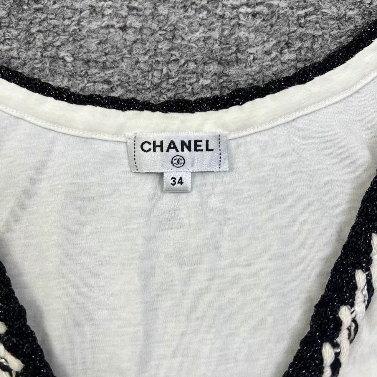 Chanel Chanel White Silver Trim Neck Tank Top K12 Size XXS / US 00 / IT 34 - 3 Thumbnail