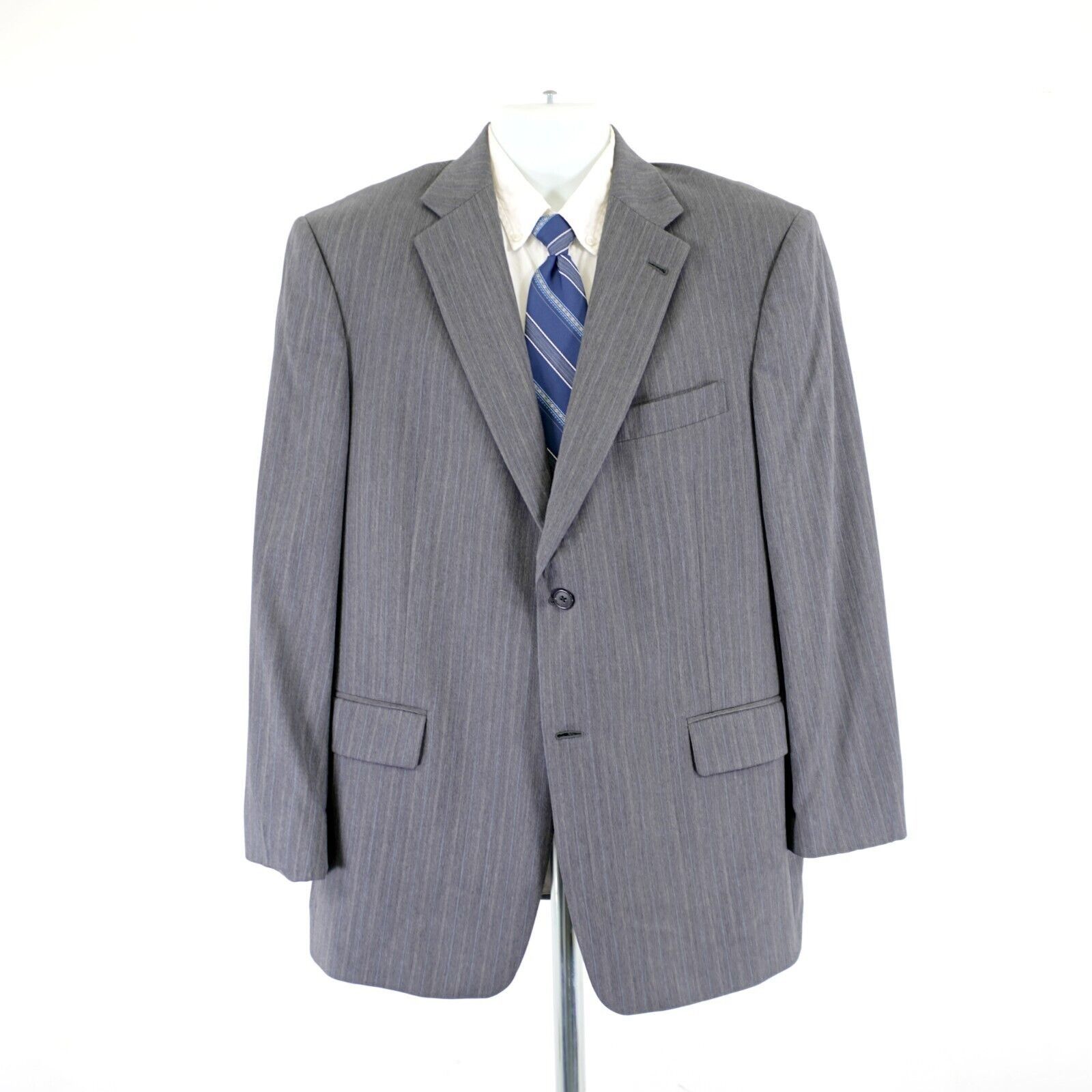 Hart Schaffner Marx Hart Schaffner Marx Wool Gray W/ Blue White Striped 40R / Sl Size 40R - 4 Thumbnail