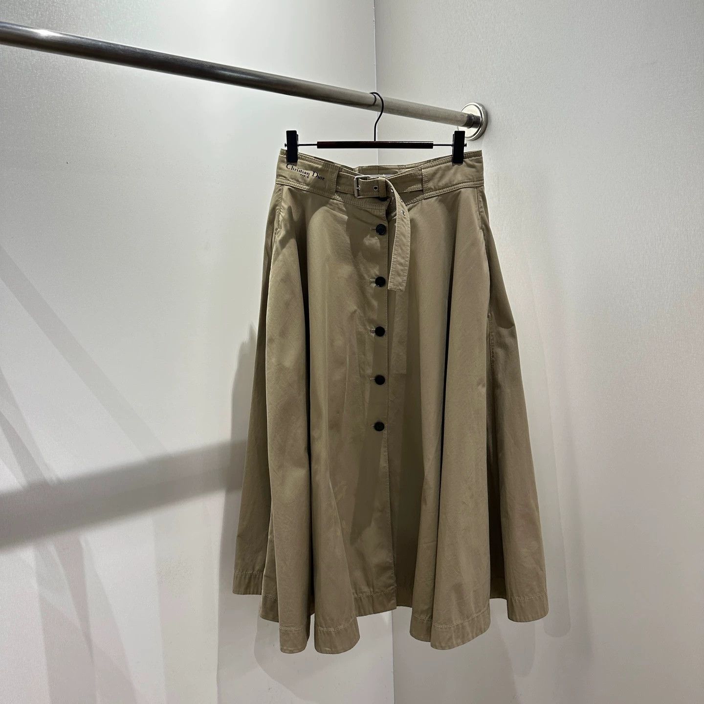 Christian Dior Monsieur Christian Dior may75 25 Khaki Logo Tie Skirt Cotton 36 Size 26" / US 2 / IT 38 - 1 Thumbnail