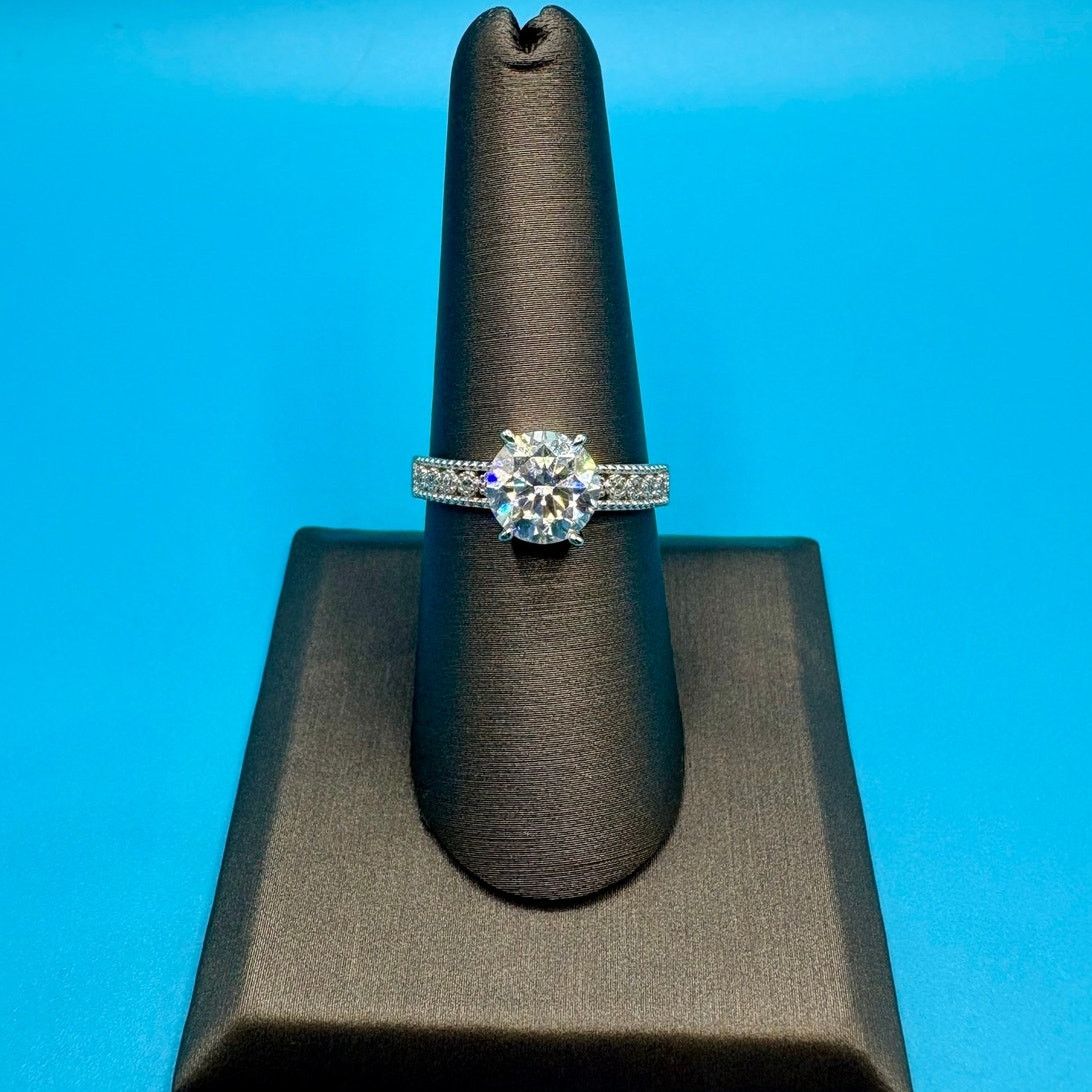 Jewelry Stunning 2CTW Moissanite D/VVS1 in AU750 (75% White Gold) Size ONE SIZE - 1 Thumbnail
