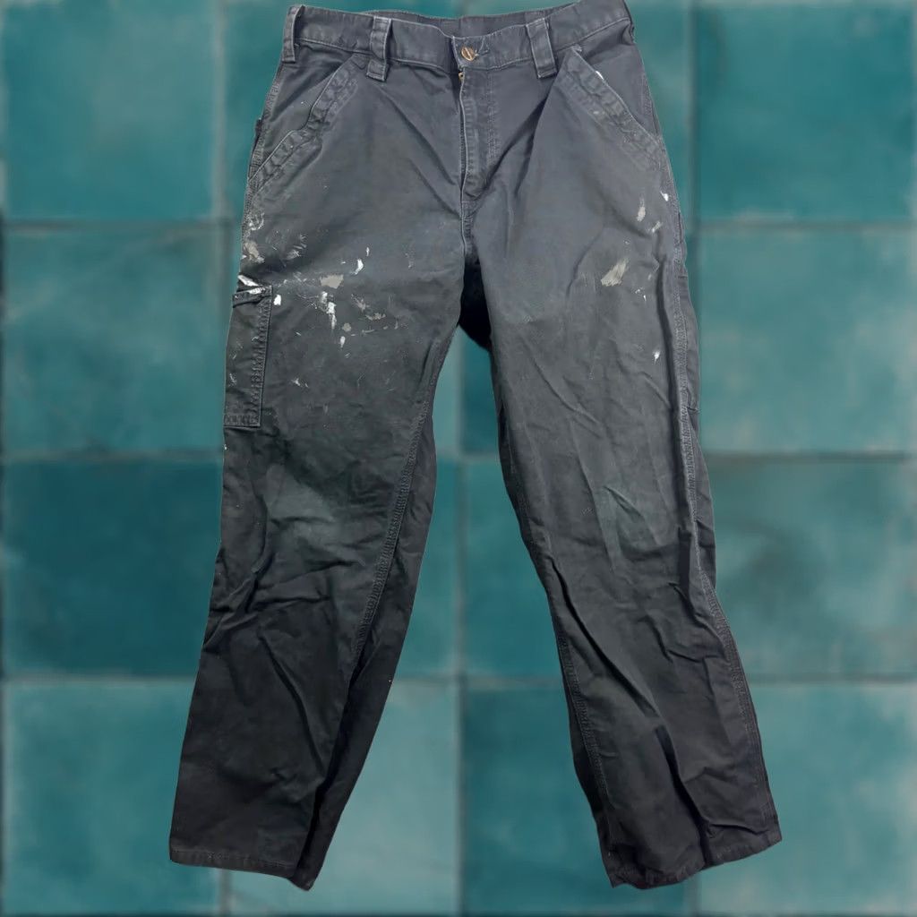 Carhartt Carhartt Work Pants Mens 33x30 Loose Original Fit B151 BLK Distressed Paint Shirt? Size US 32 / EU 48 - 1 Thumbnail