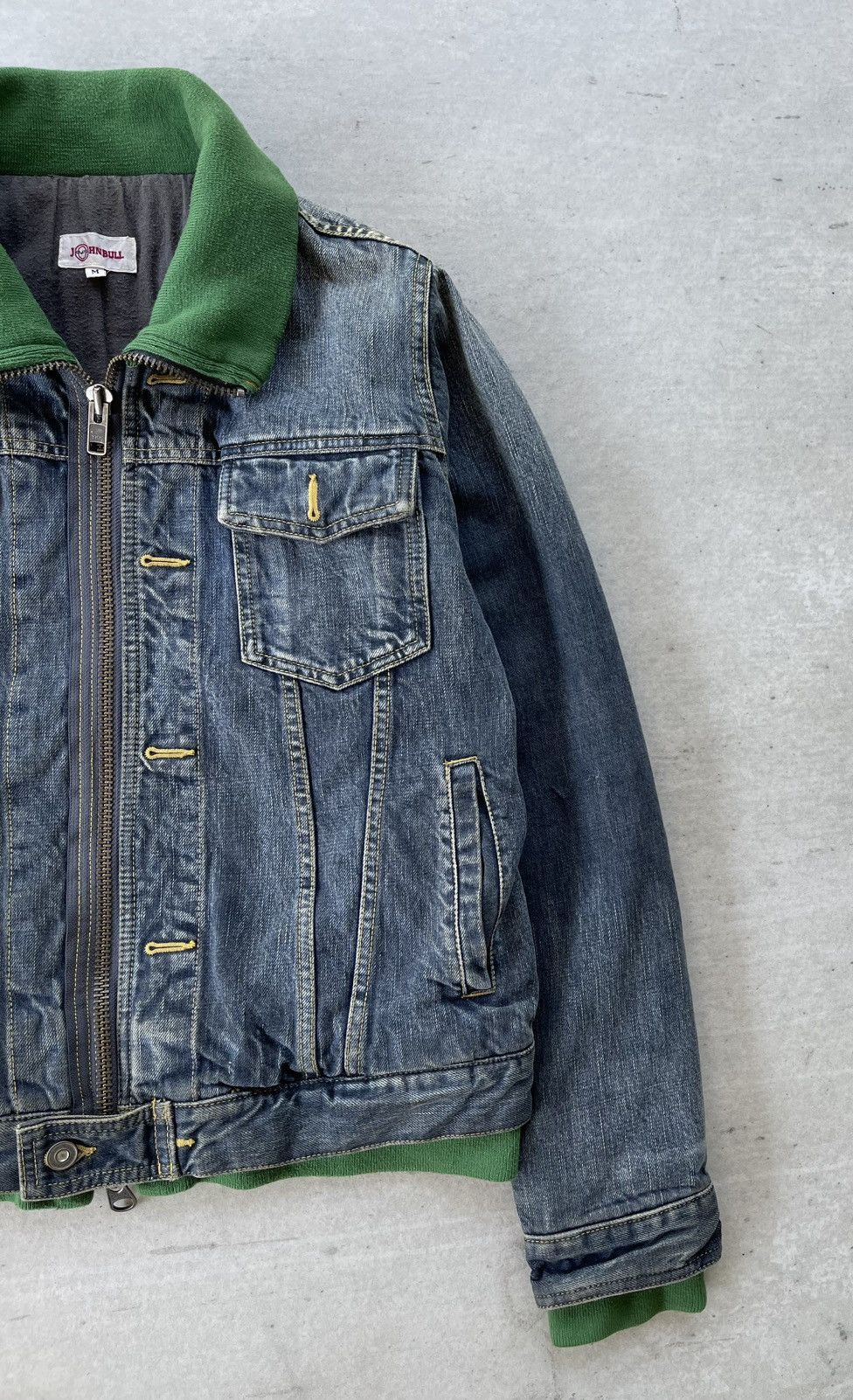 Johnbull 🔥VINTAGE JOHN BULL MEN'S LAYERED DESIGN DENIM TRUCKER JACKET Size US M / EU 48-50 / 2 - 4 Thumbnail
