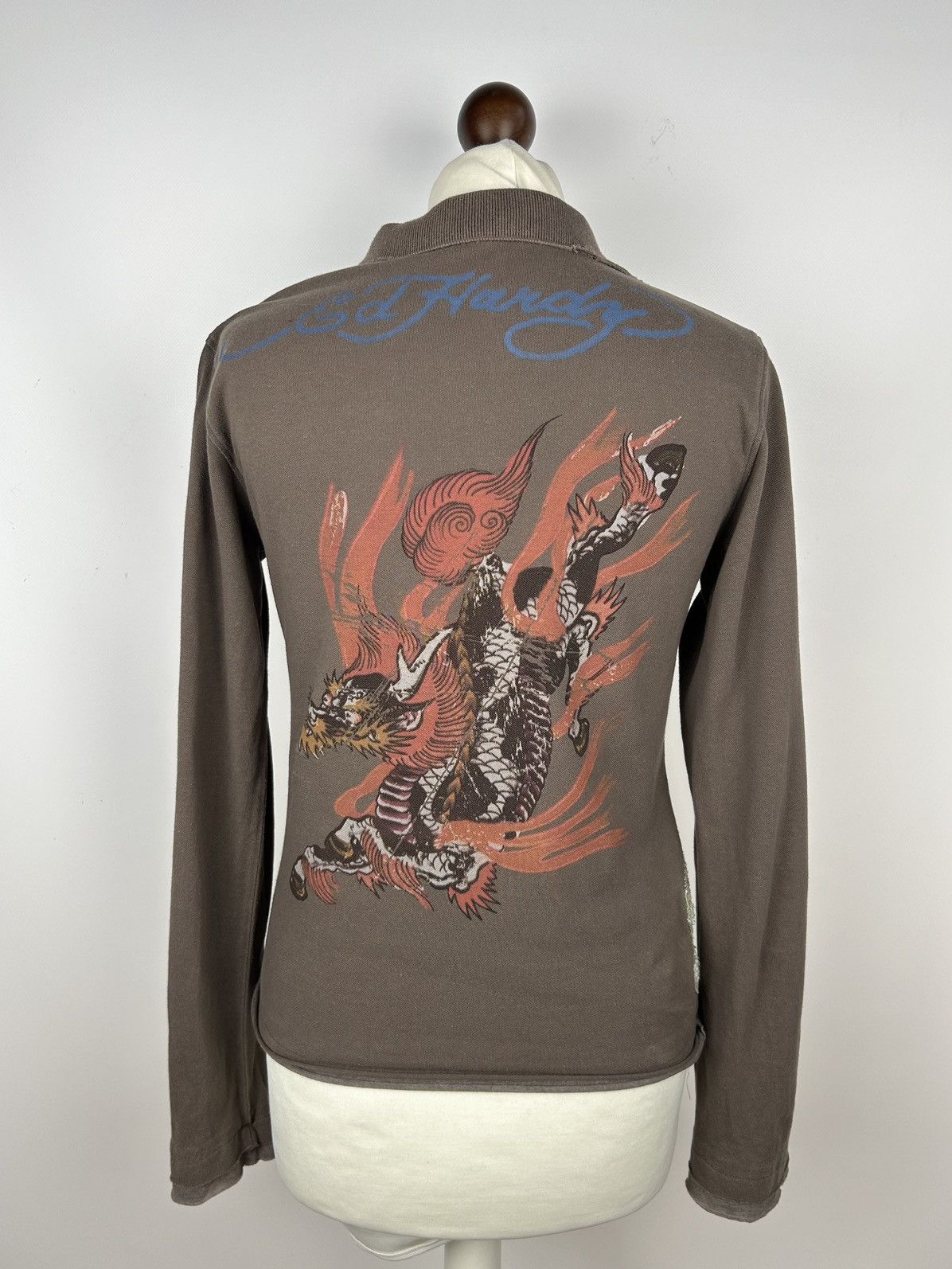 Ed Hardy Vintage Ed Hardy Brown Skulls Fire Avant Garde Top Polo Size S / US 4 / IT 40 - 1 Thumbnail