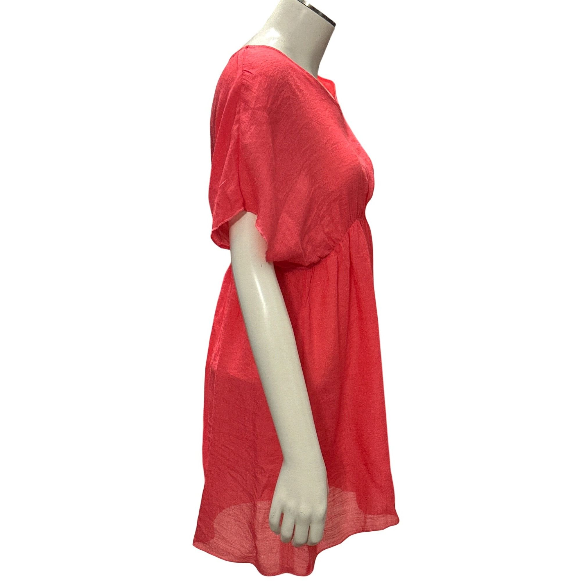 Other CCC Rose Red Sheer V Neck Mini Dress With Short Sleeves Cove Size M / US 6-8 / IT 42-44 - 4 Thumbnail