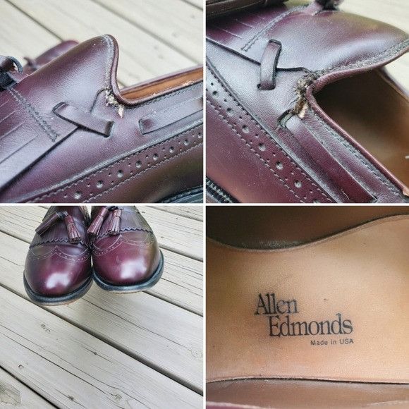 Allen Edmonds × Vintage Vintage 80s Allen Edmonds Mansfield Oxblood Leather Brogue Size US 8.5 / EU 41-42 - 6 Thumbnail