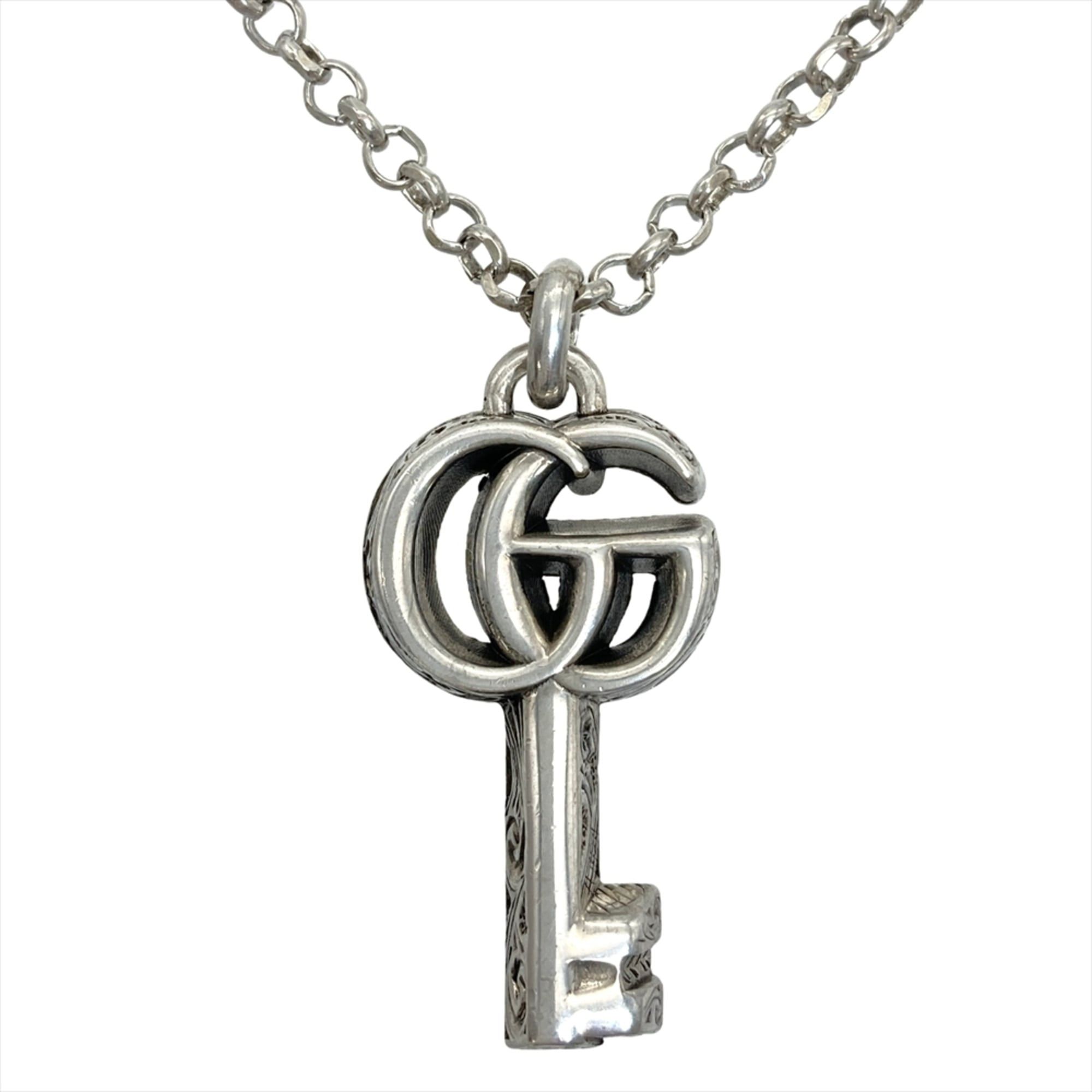 Gucci Double G Key Motif Necklace in SV925 15.2g Silver Arabesque Design Men's and Women's