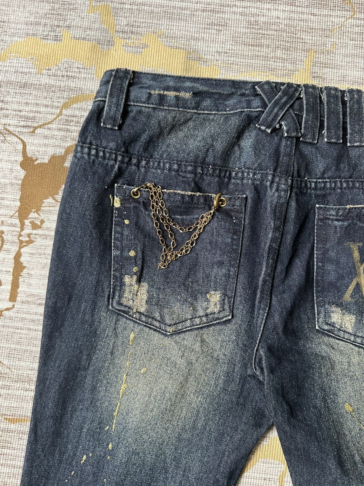 Japanese Brand FLARE Thirteen Japan Claw Marks Lowrise Design Denim Size US 29 - 16 Thumbnail