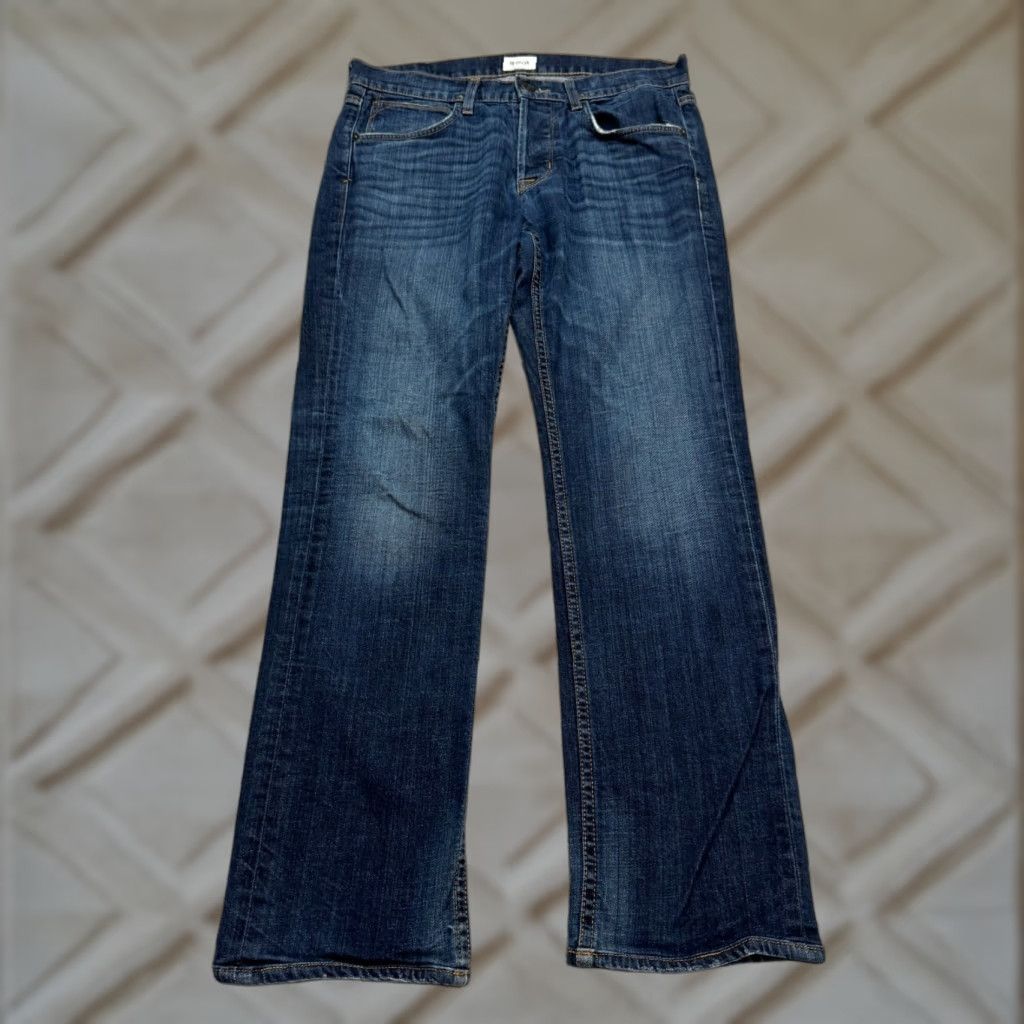 Hudson Jeans Mens 31 Blue Dark Wash Stretch Straight Denim Five-Pocket Button Fly