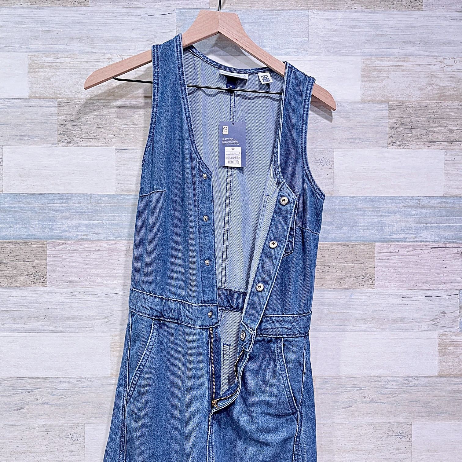 Target Basics Universal Thread Curved Leg Denim Jumpsuit Womens 00 Size 24" / US 00 / IT 34 - 6 Thumbnail