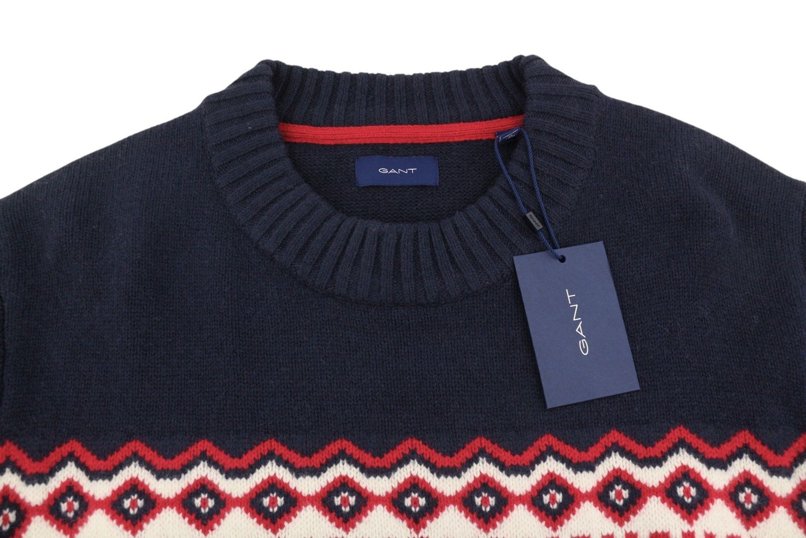 Gant HOLIDAY FAIR ISLE C-NECK XL Cream Lambswool Jumper 87249 Size US XL / EU 56 / 4 - 5 Thumbnail