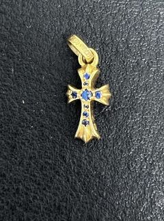 CHROME HEARTS 22K yellow gold TINY BABY FAT CROSS STUD Earring