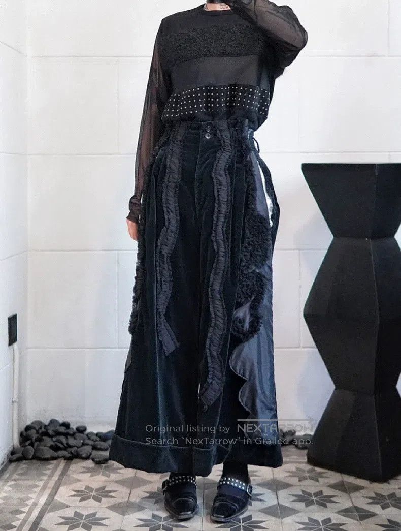 Comme des Garcons Comme Des Garcons size XS Super Heavy Velvet Wide-leg Trou Size 23" - 3 Thumbnail