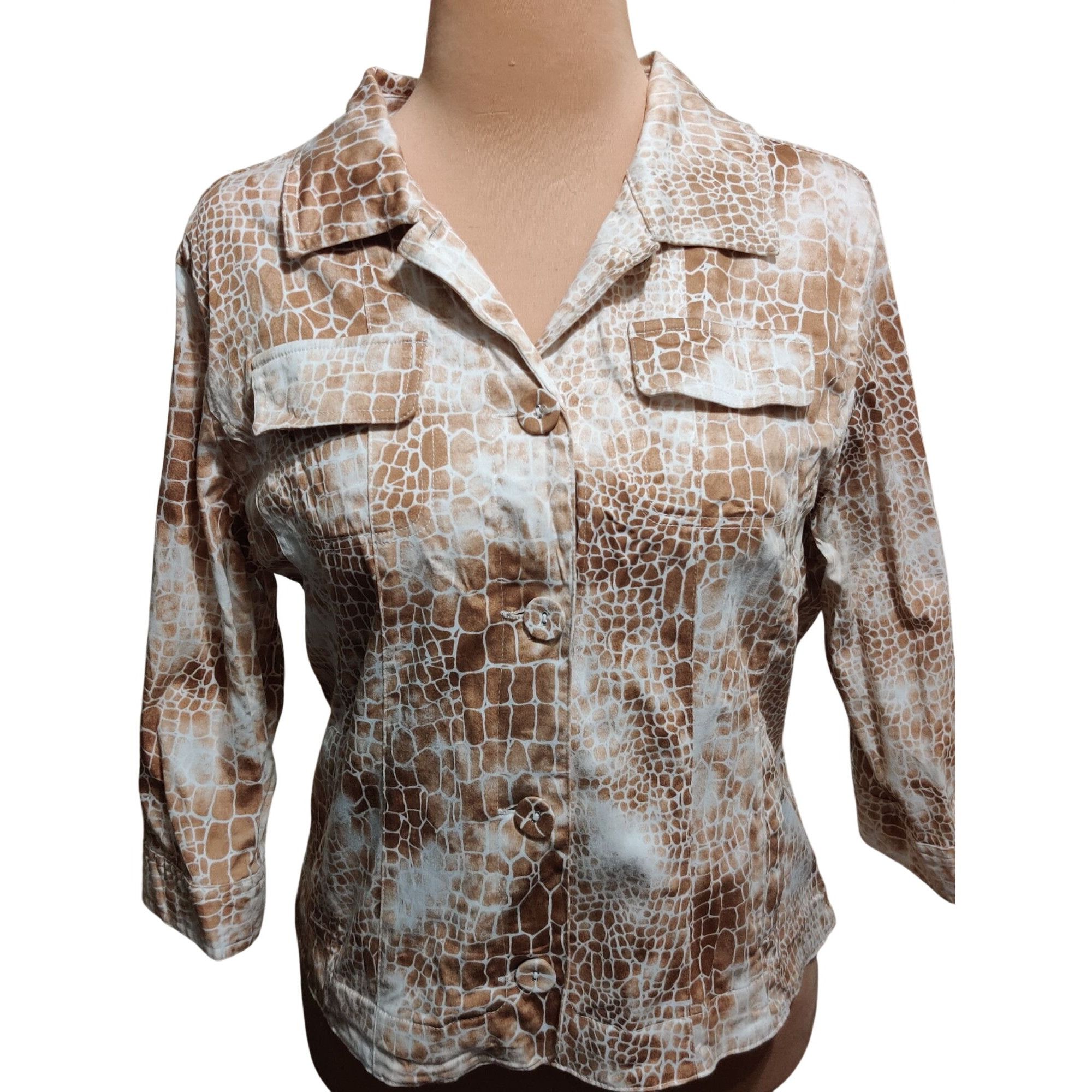 Other Sorialle Petite Size XL Tan Giraffe Print Button Front Jacke Size XL / US 12-14 / IT 48-50 - 2 Thumbnail