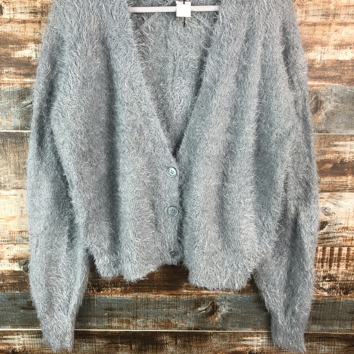 Japanese Brand DL Hyper World Gallery Gray Mohair Cardigan Knitwear #C372 Size M / US 6-8 / IT 42-44 - 3 Thumbnail
