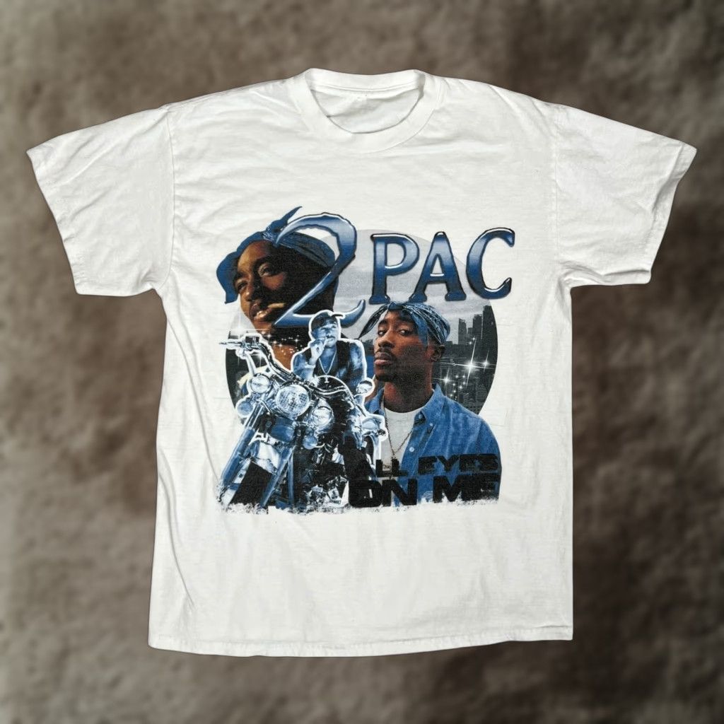 Vintage VINTAGE Tupac 2 Pac T-Shirt Short Sleeve Crew Neck White Cotton Mens S Hip Hop 90s Graphic Print Vintage Size US S / EU 44-46 / 1 - 1 Thumbnail