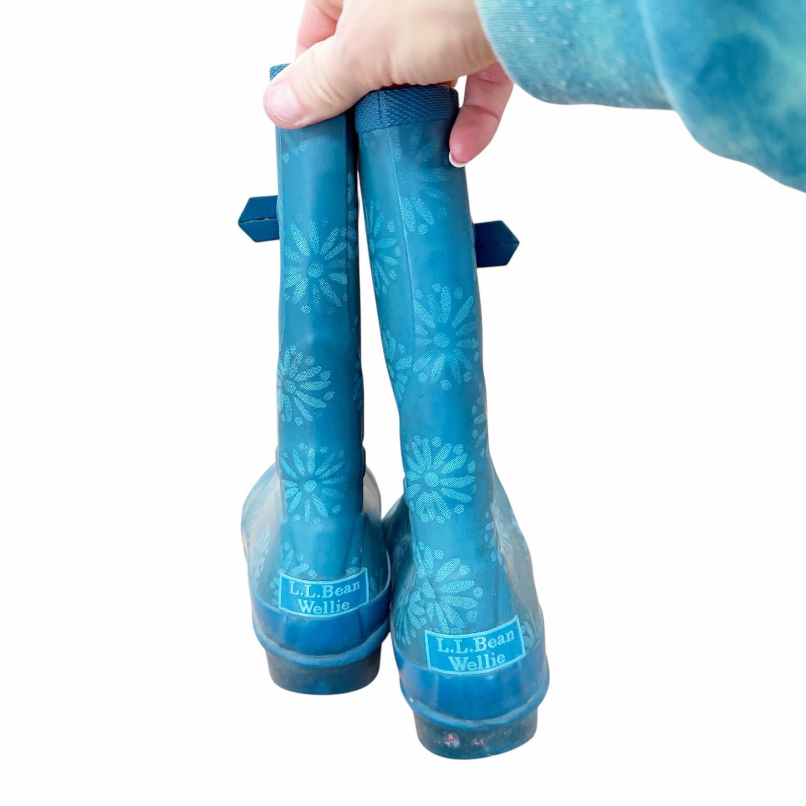 L.L. Bean LL Bean Blue Floral Wellie Rain Boots Sz 6 Size US 6 / IT 36 - 2 Thumbnail
